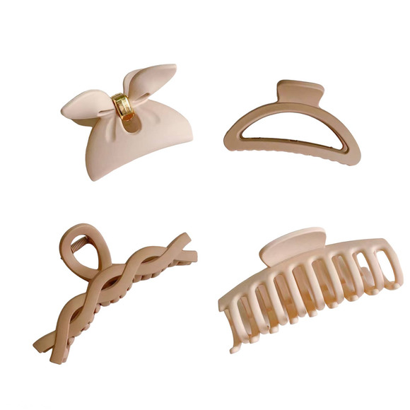 NEW Matte Hair Claw Clips 4 Pack in Beige and Milk Coffee - Picture 10 of 10